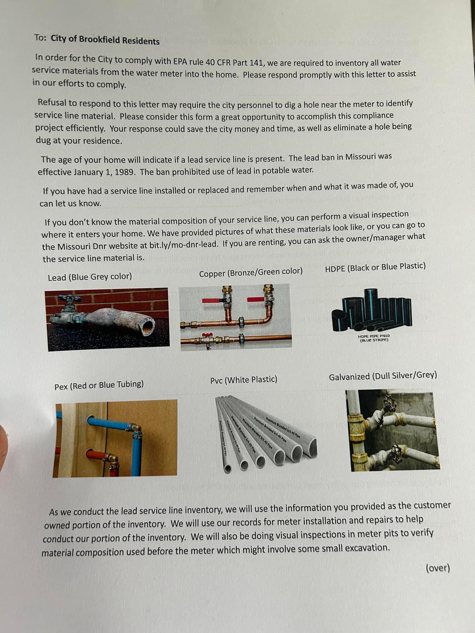 Please fill out form for our mandatory lead line inventory - City of ...
